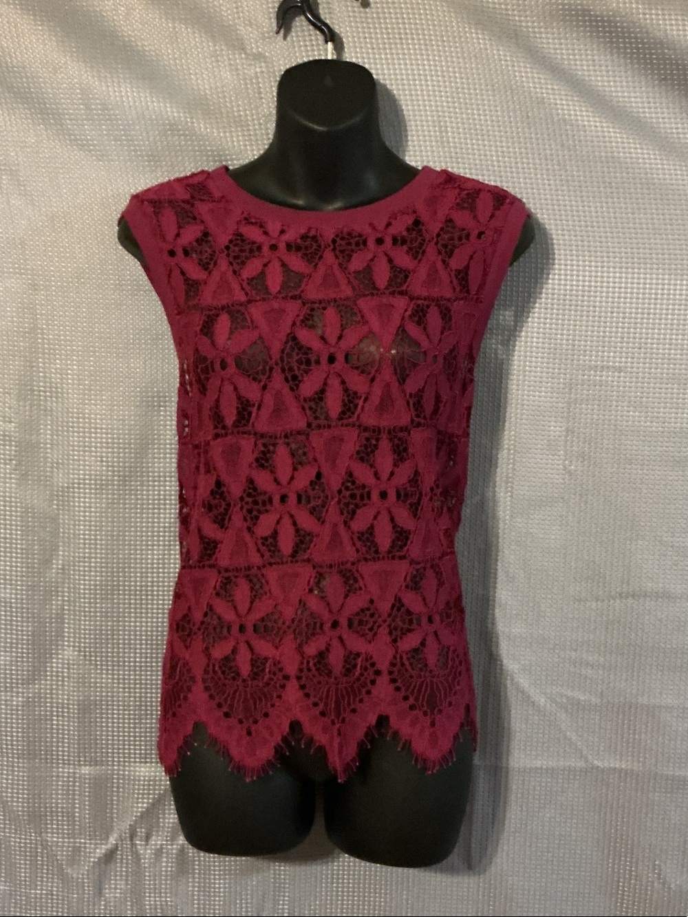 Anthropologie Burgundy Crochet Lace Cap-Sleeve Camisole